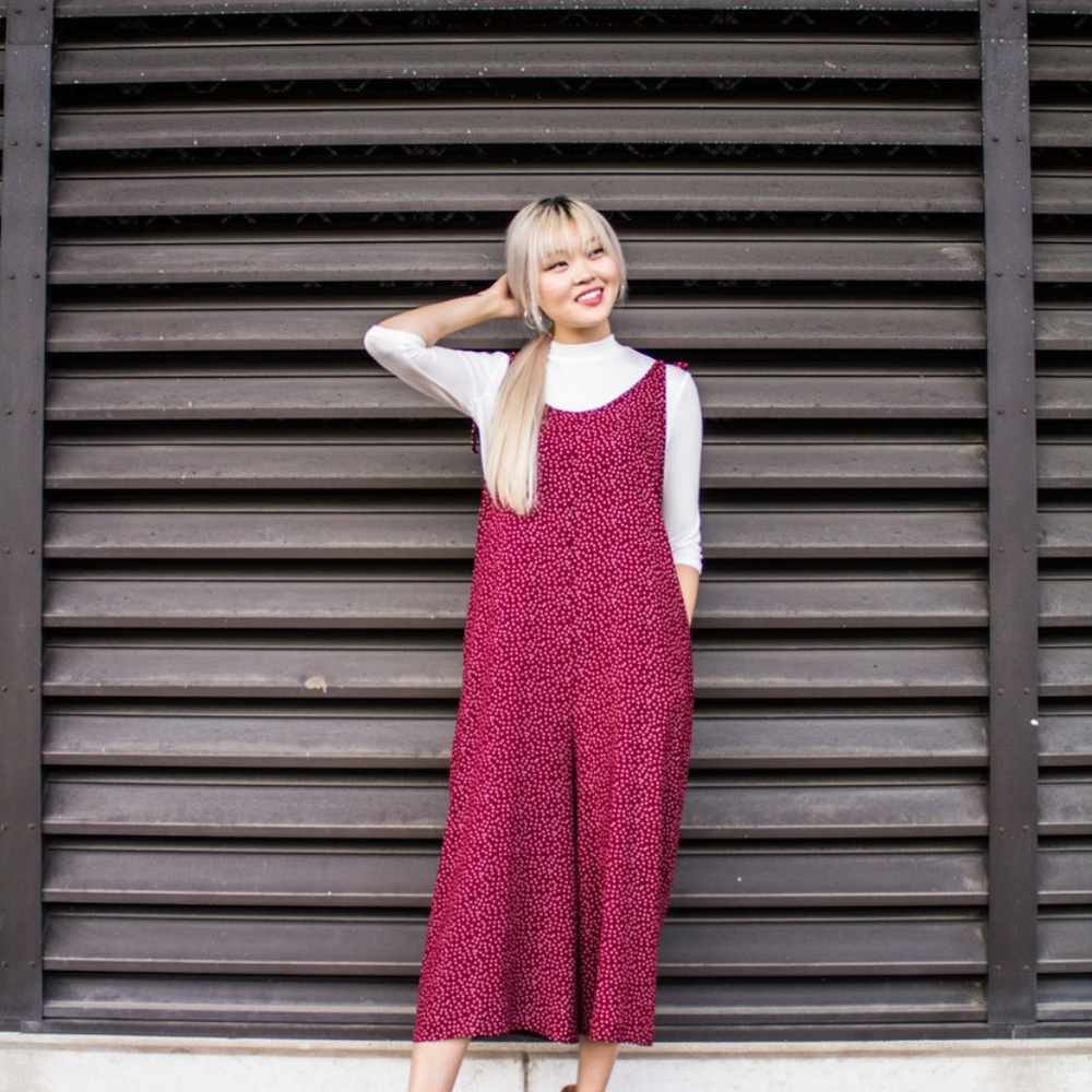 Polka Dot Jumpsuit W/Tie Strap